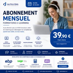Abonnement mensuel formations elearning + vidéos illimitées