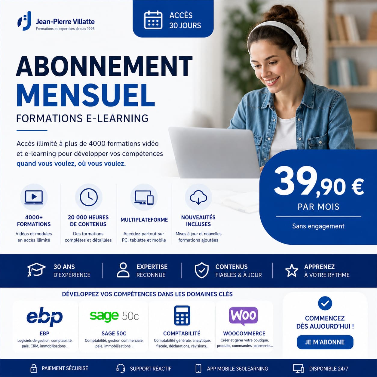 Abonnement mensuel formations elearning + vidéos illimitées