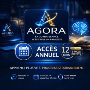 Accès annuel AGORA IA plateforme formation avec assistant intelligence artificielle abonnement annuel