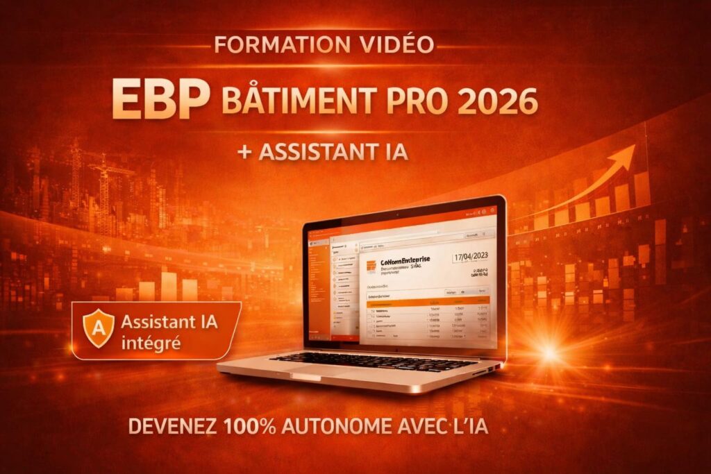 Formation vidéo EBP Bâtiment Pro 2026 avec assistant IA intégré et bonus préparation à la facturation électronique