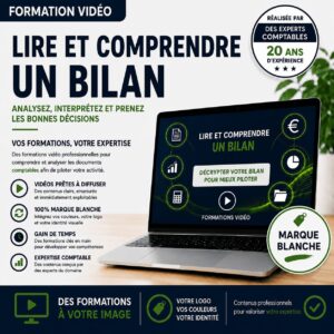 Formation vidéo en marque blanche pour apprendre à lire, comprendre et analyser un bilan comptable afin d'interpréter les principaux indicateurs financiers.