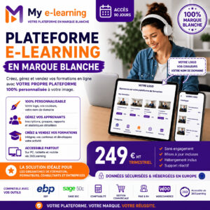 Plateforme e-learning en marque blanche My e-learning avec accès illimité à plus de 4000 formations vidéo et e-learning professionnelles pendant 3 mois.