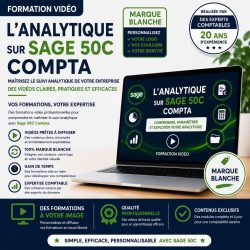 Formation vidéo en marque blanche sur l'analytique avec Sage 50C Compta, personnalisable avec votre logo, vos couleurs et votre identité visuelle pour les organismes de formation, cabinets comptables, revendeurs et intégrateurs Sage.